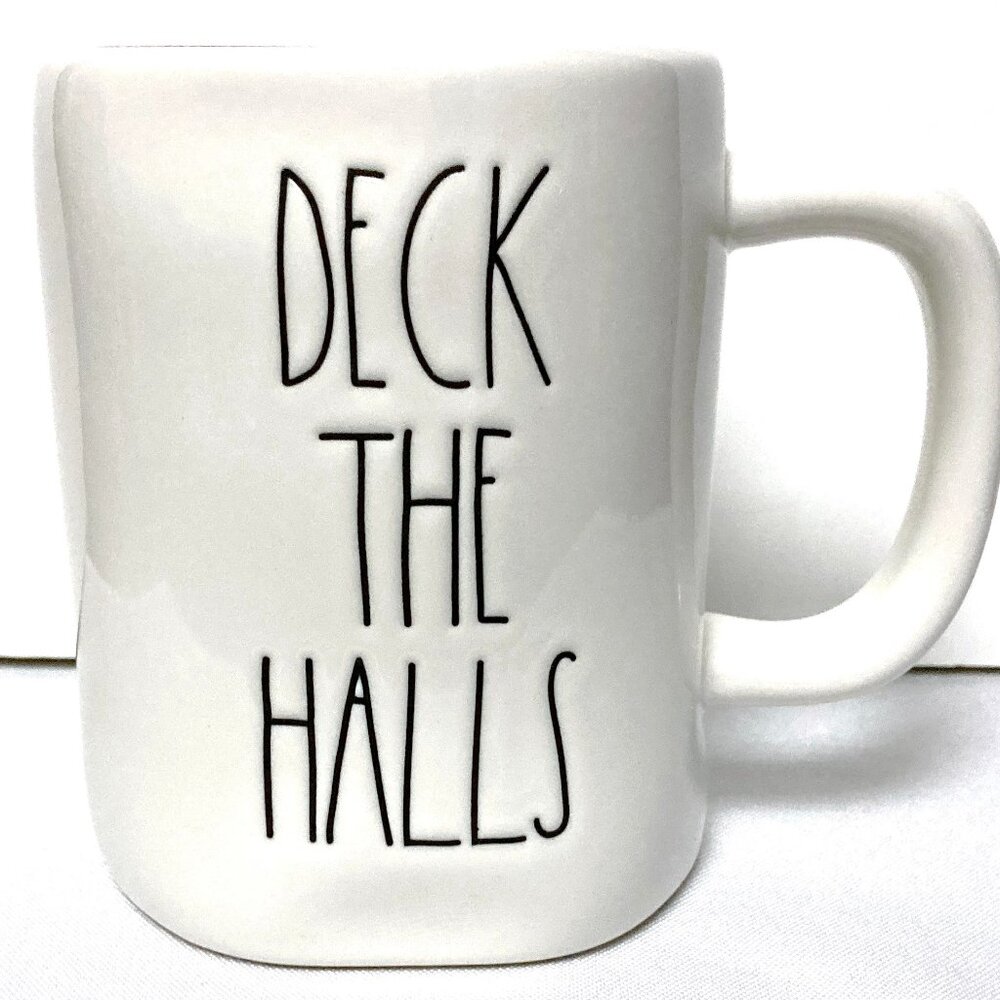 Rae Dunn DECK THE HALLS Coffee Mug Artisan Collection by Magenta White Red